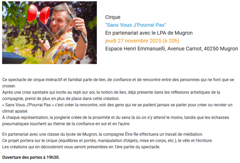 Photo de « Sans vous j’pourrai pas » de la cie Être Re – Cirque