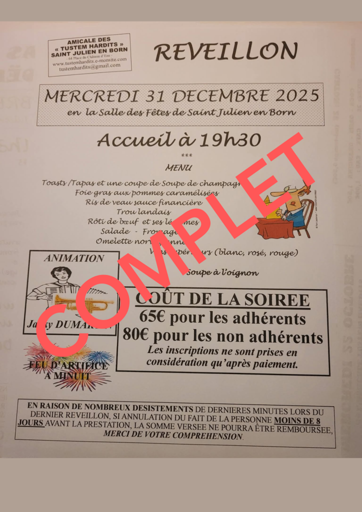 Photo de COMPLET – Réveillon de la St Sylvestre