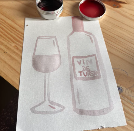 Photo de Atelier aquarelle au vin et dégustation