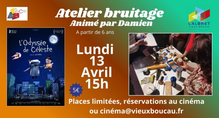 Photo de Cinéma d&rsquo;Albret présente un atelier bruitage + l&rsquo;Odysée de Céleste